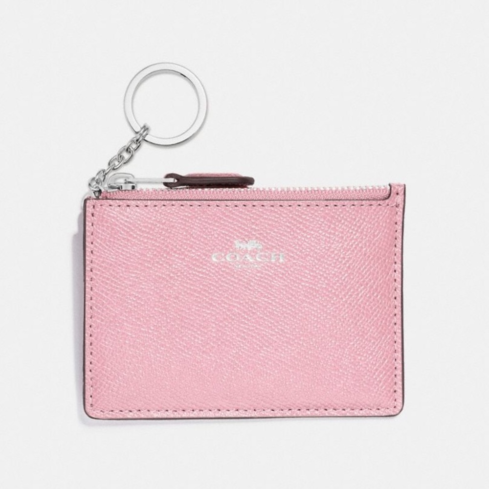 Coach ID Card Case Wallet w/ Keychain Khaki/Blush